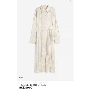 NWT H&M Champaign Maxi Tie Waist Dress Button Down Size Medium (w1)